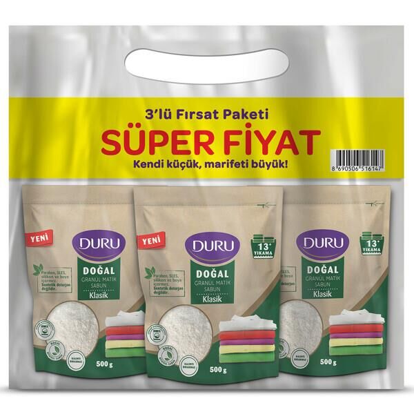 XDURU GRANÜL SABUN FIRSAT PAKETİ KLASİK 500GR 3LÜ