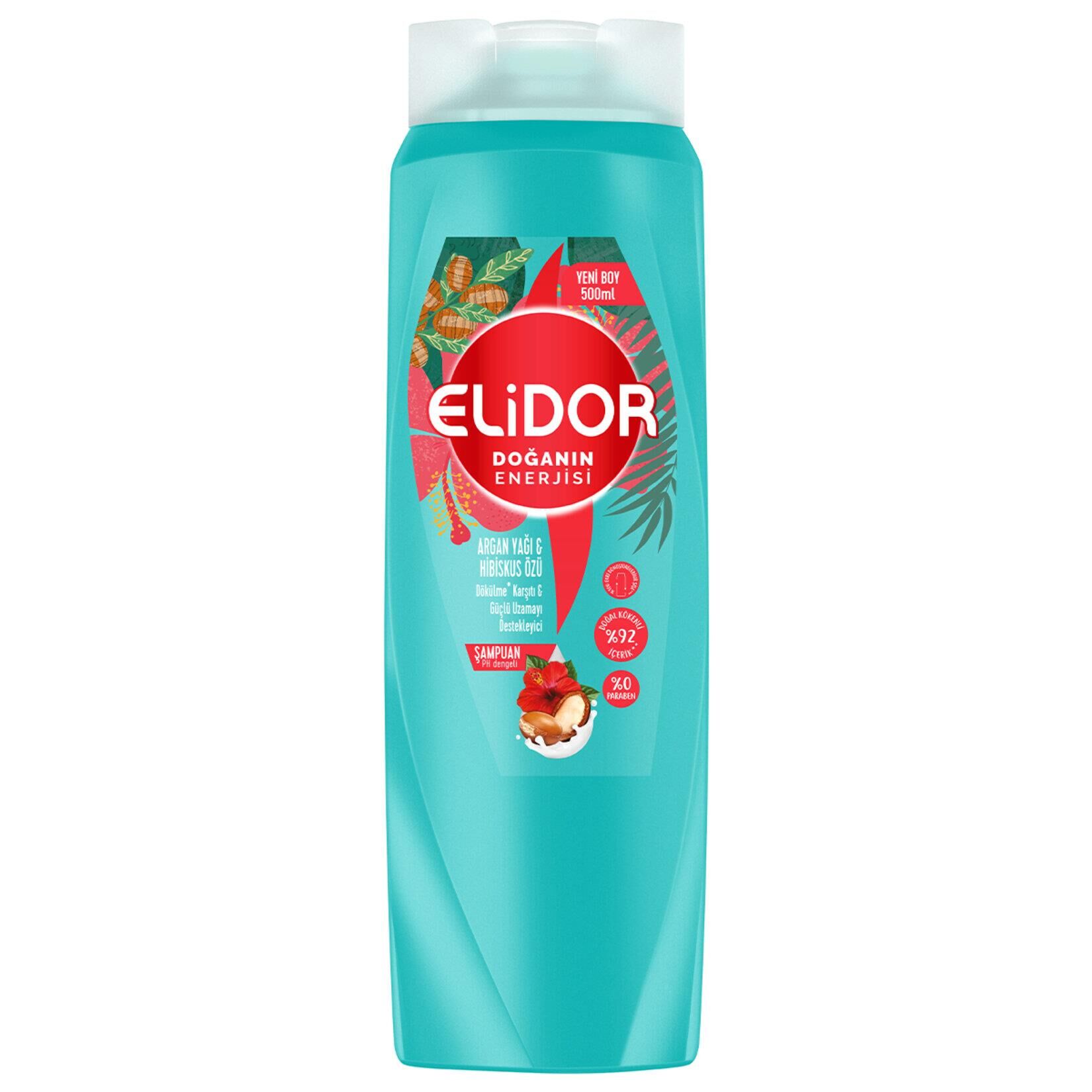 ELİDOR ŞAMPUAN 500ML ARGAN YAĞI&HİBİSKUS ÖZÜ