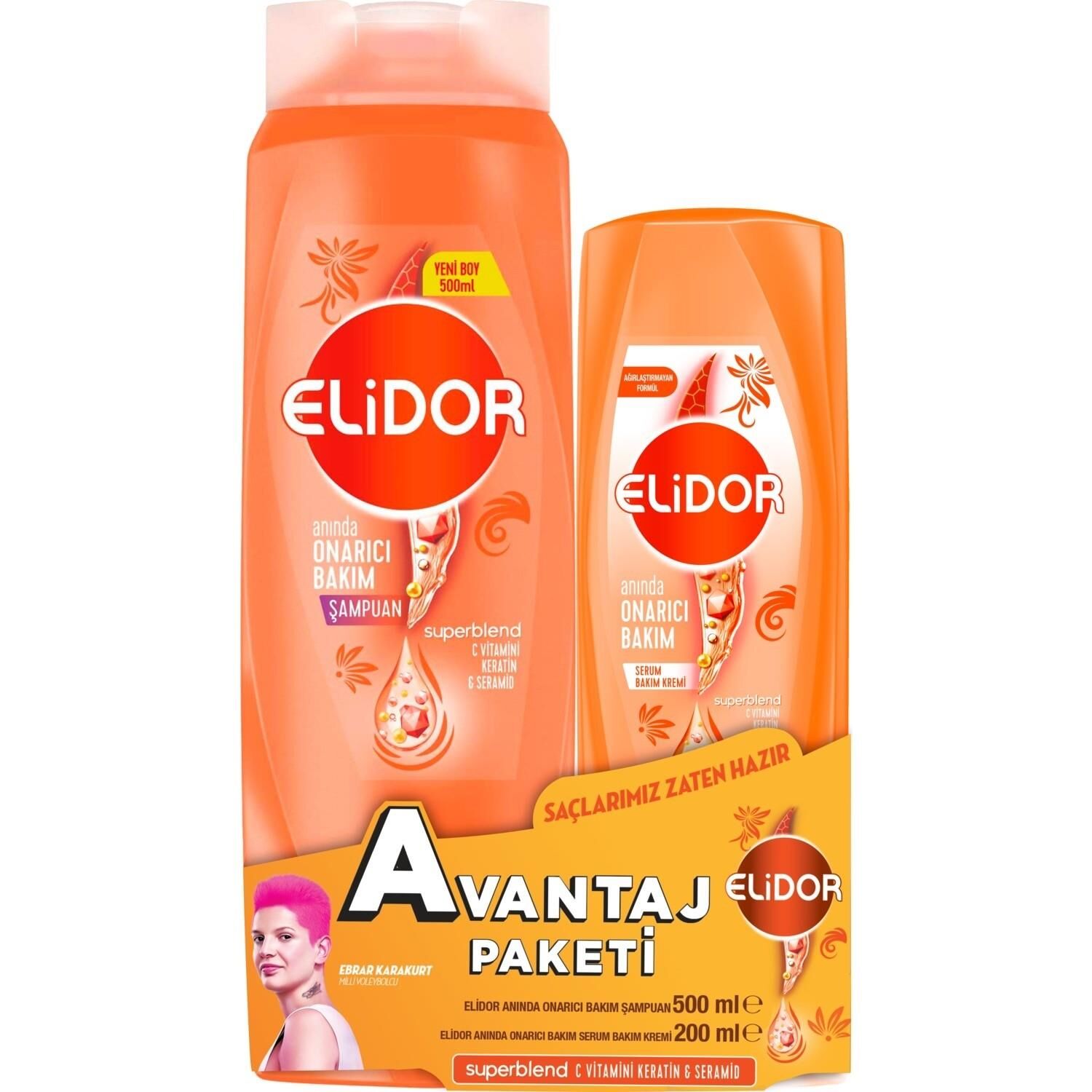 ELİDOR ŞAMPUAN 500ML ONARICI BAKIM+SAÇ KREMİ 200ML