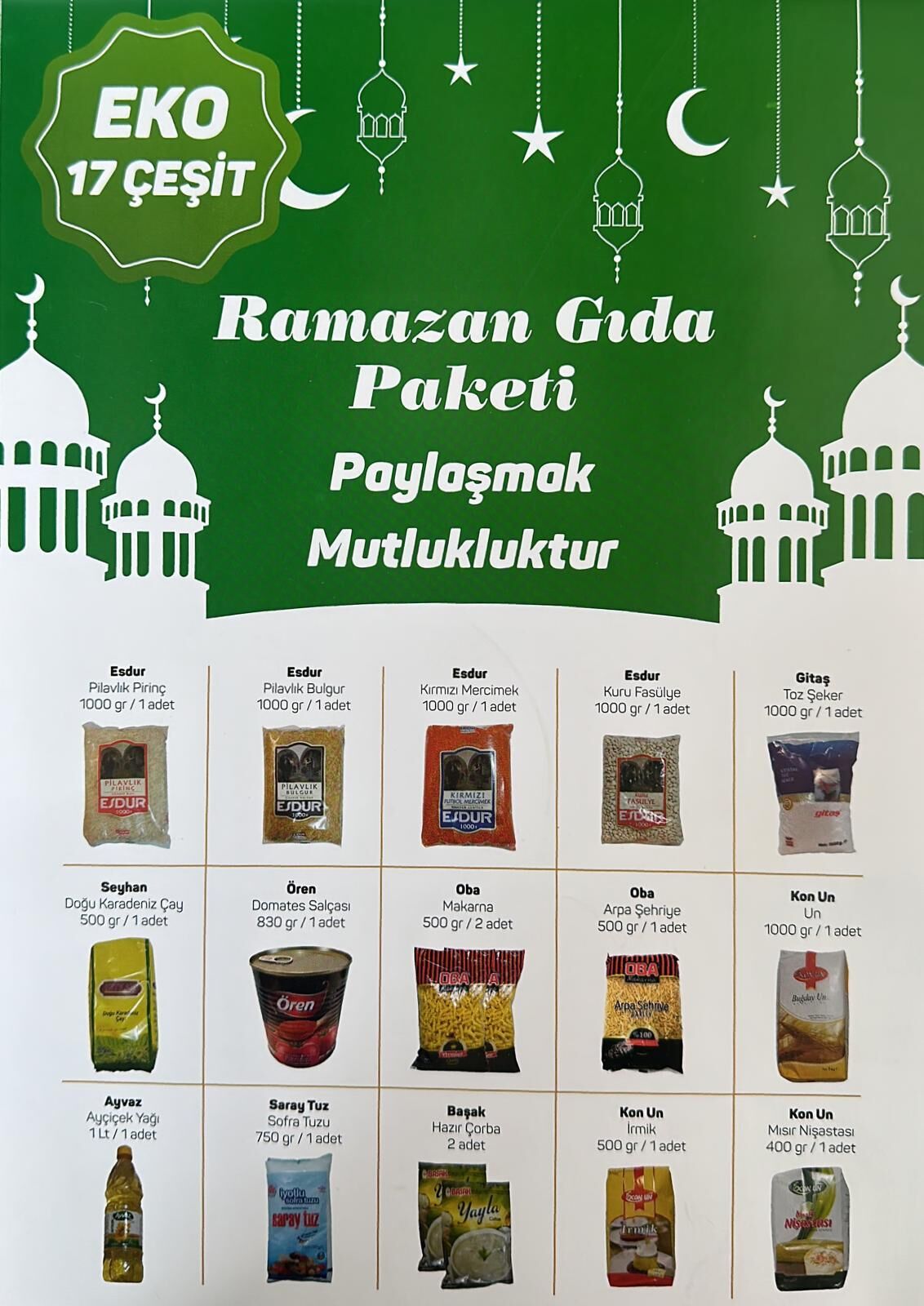 RAMAZAN KUMANYA PAKETİ EKO 17 PARÇA