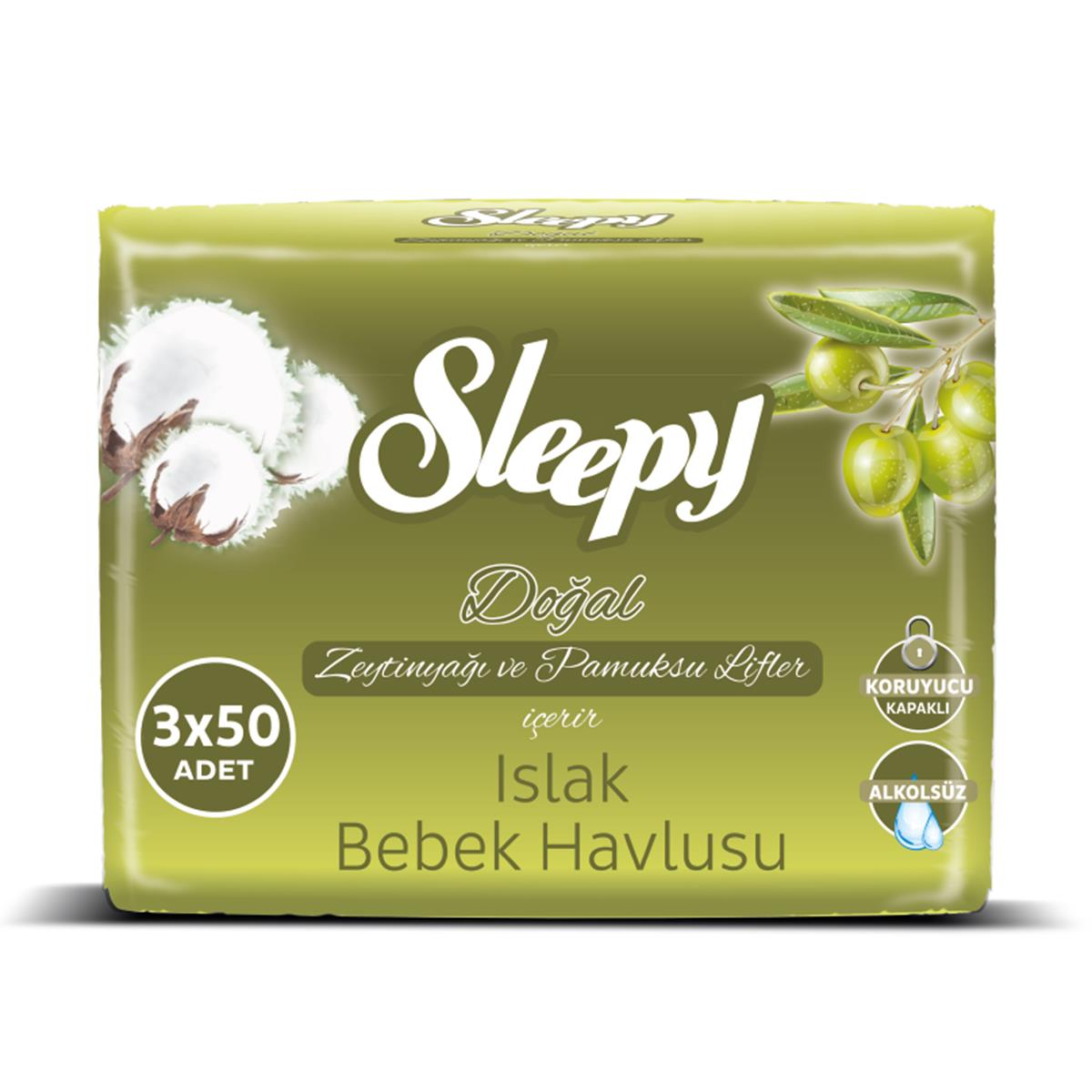 SLEEPY ISLAK HAVLU 3X50 ZEYTİNYAĞLI